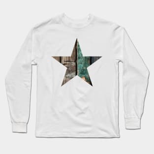 Distressed Wood Star Long Sleeve T-Shirt